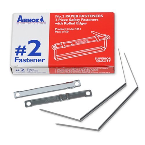 Arnos No.2 Metal Paper Fasteners (Box of 50) 6.38 BTI Office Products
